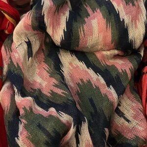 Abstract Camo Print Scarf in Pink, Green and Navy